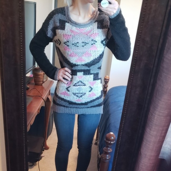 Pink Rose Sweaters - Pink Rose Aztec Sweater